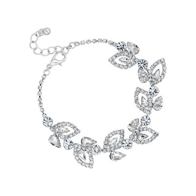 Silver diamante crystal flower bracelet